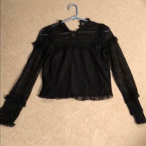 Cropped black lace shirt